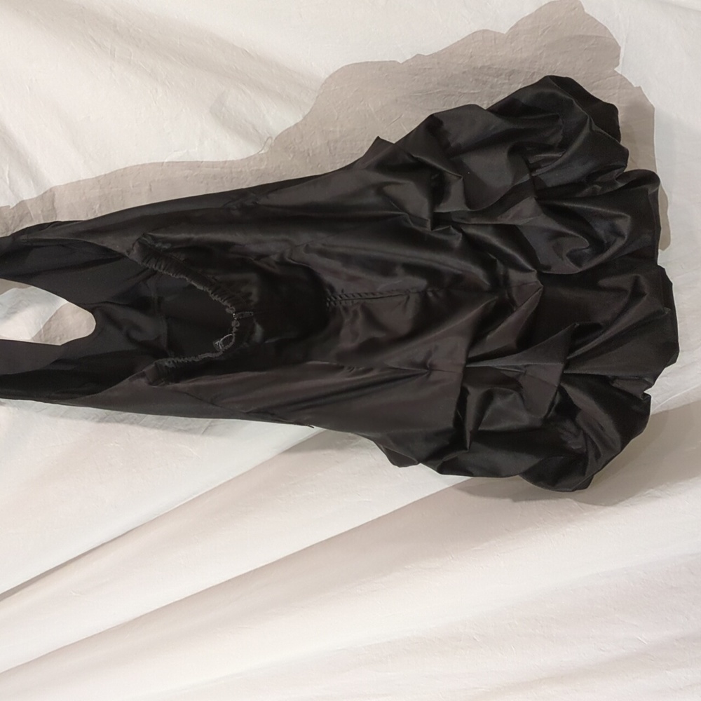 Ruby Rox | Party Dress Halter Top Flouncy Skirt Black Satin | 9 - Picture 2 of 7